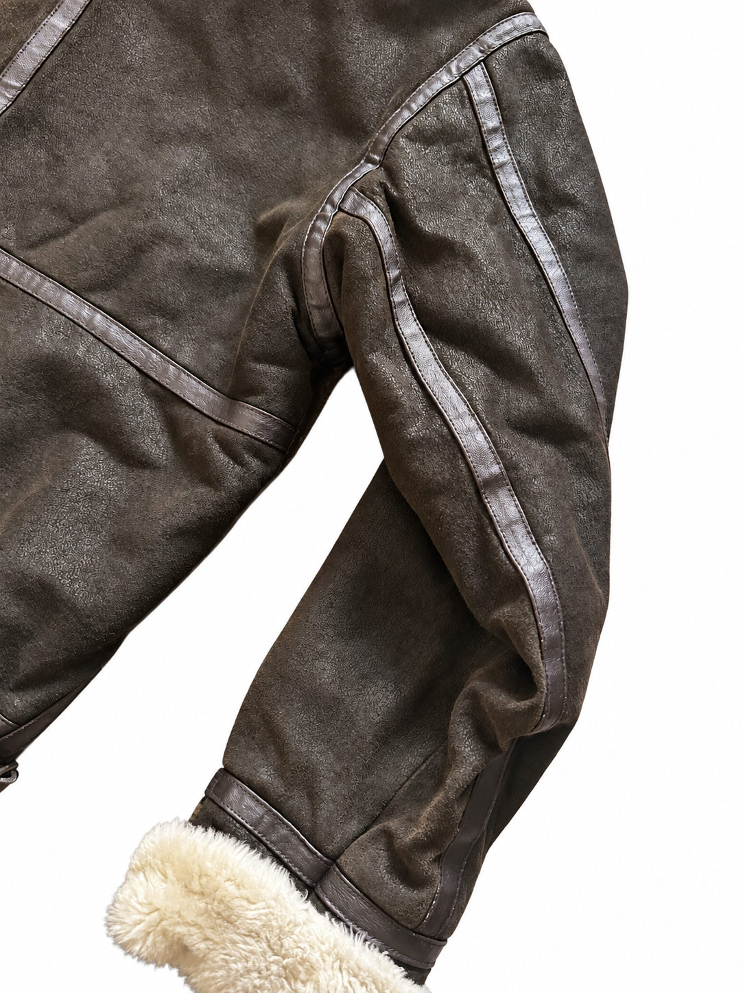 Herren Aviator Echtlederjacke mit Kunstfell – Dunkelbraun, L