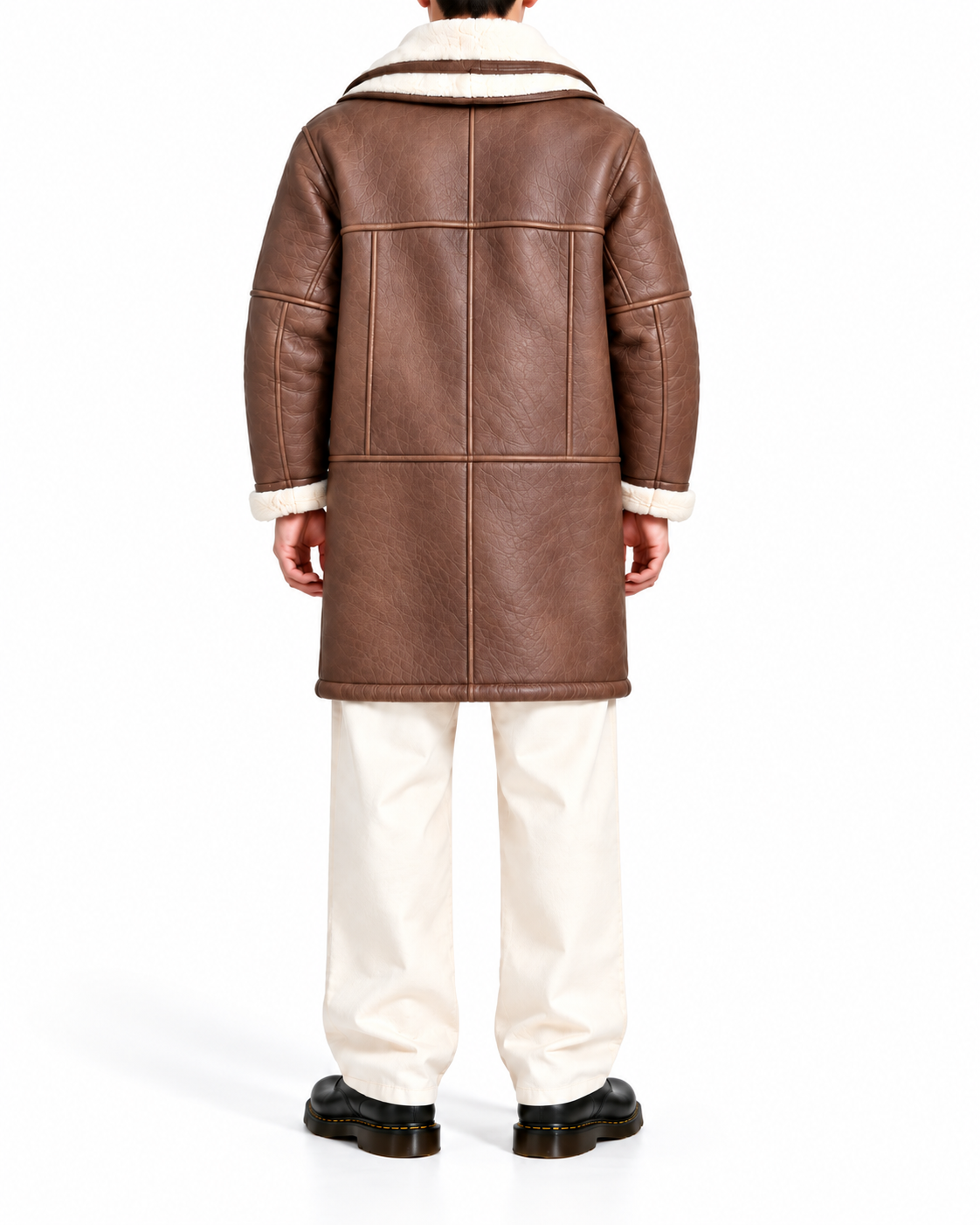 Echtleder-Lammfellmantel Braun – Herren L