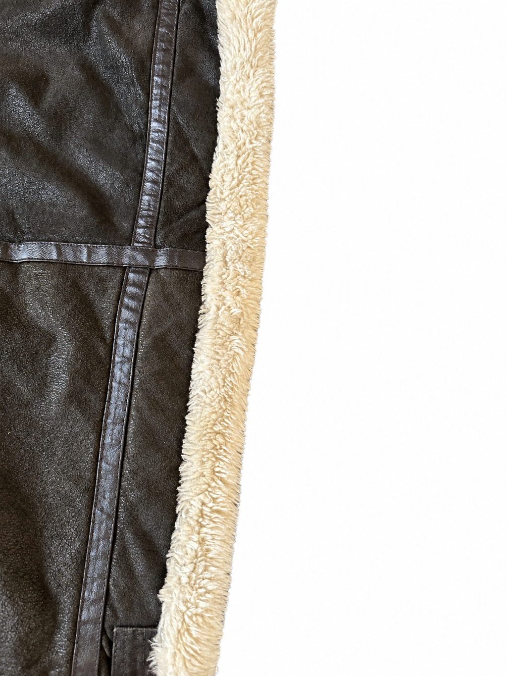 Herren Aviator Echtlederjacke mit Kunstfell – Dunkelbraun, L