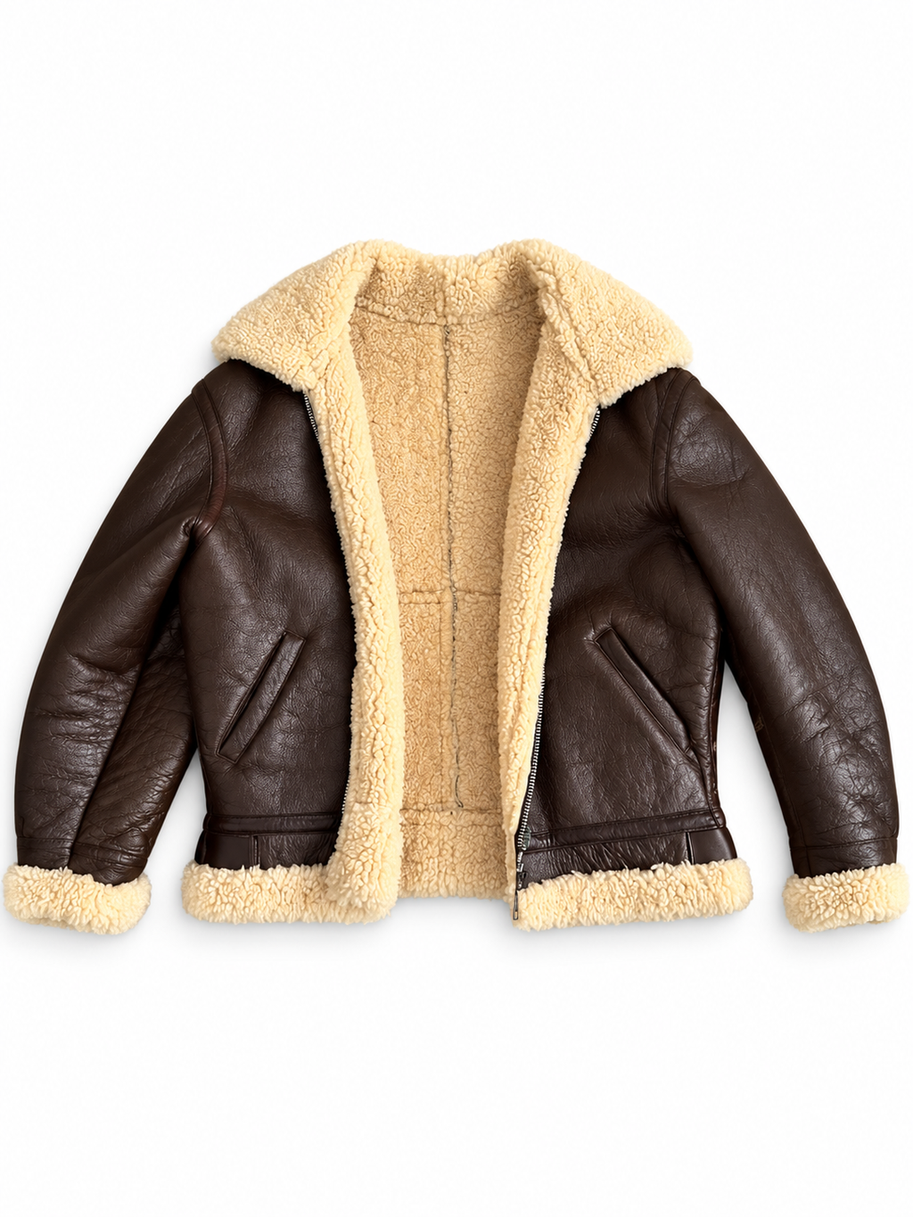 Aviator Pilotenjacke aus Lammfell – Braun, XL