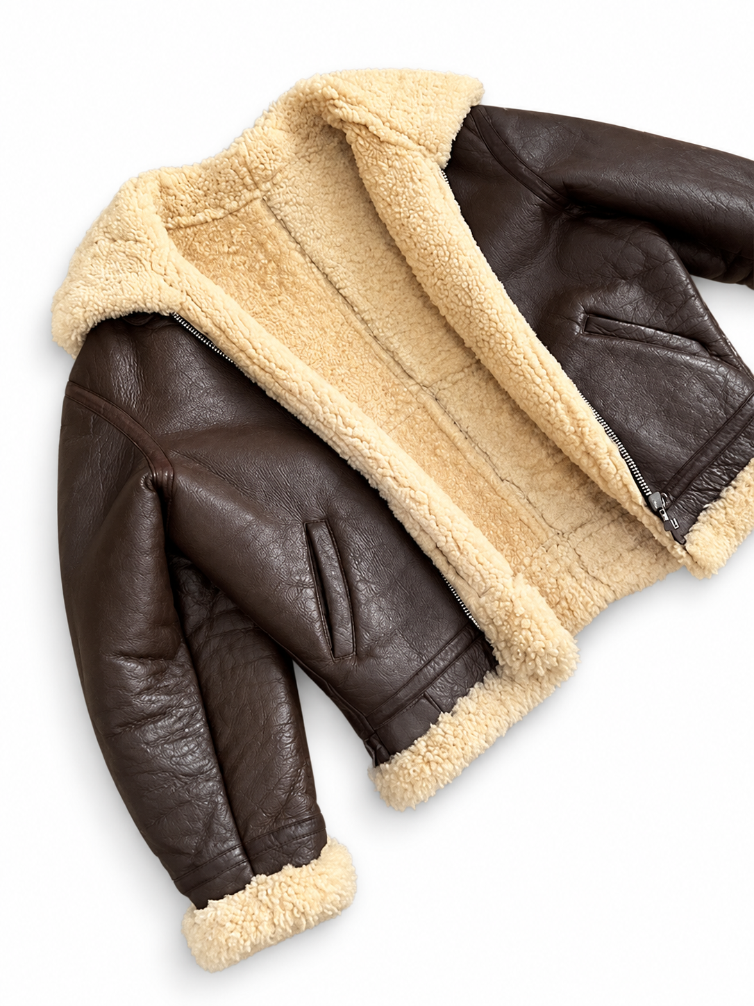 Aviator Pilotenjacke aus Lammfell – Braun, XL