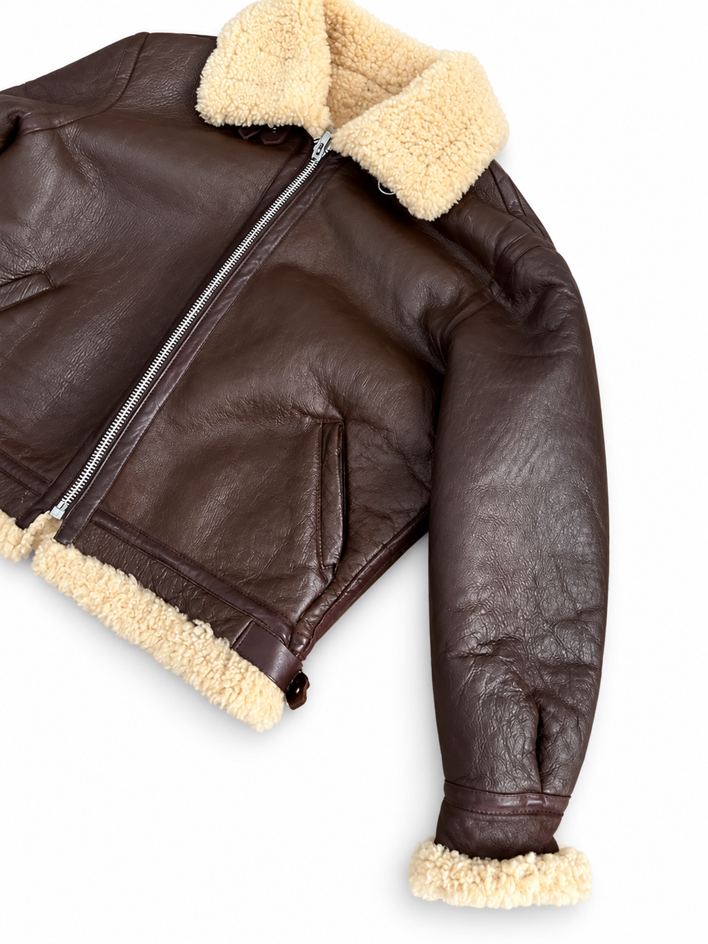 Aviator Pilotenjacke aus Lammfell – Braun, XL
