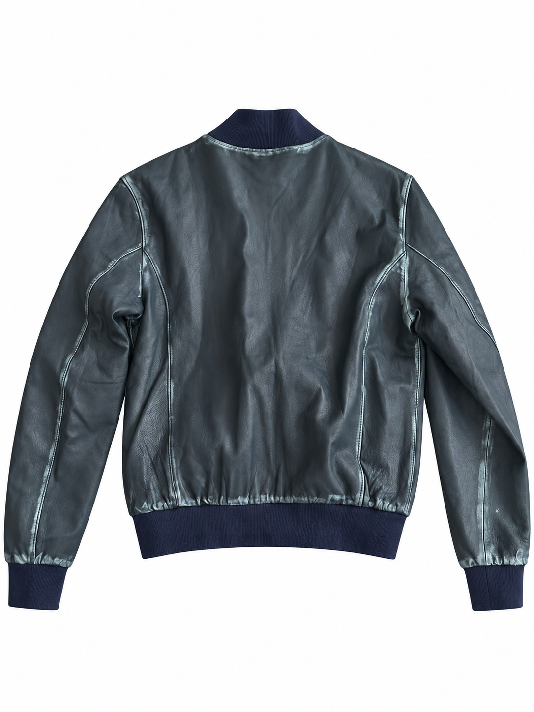Echtleder-Bomberjacke – Blau, Damen M