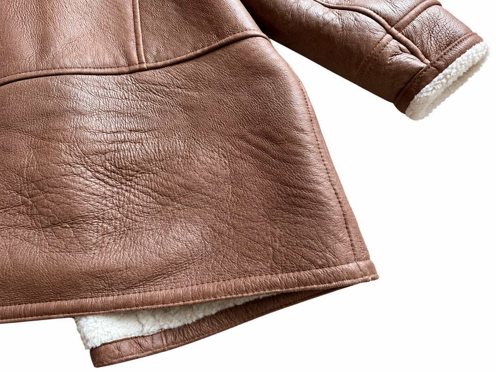 Echtleder-Lammfellmantel Braun – Herren L