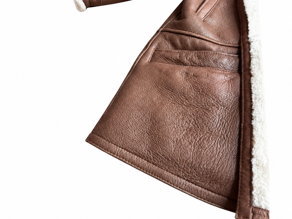 Echtleder-Lammfellmantel Braun – Herren L