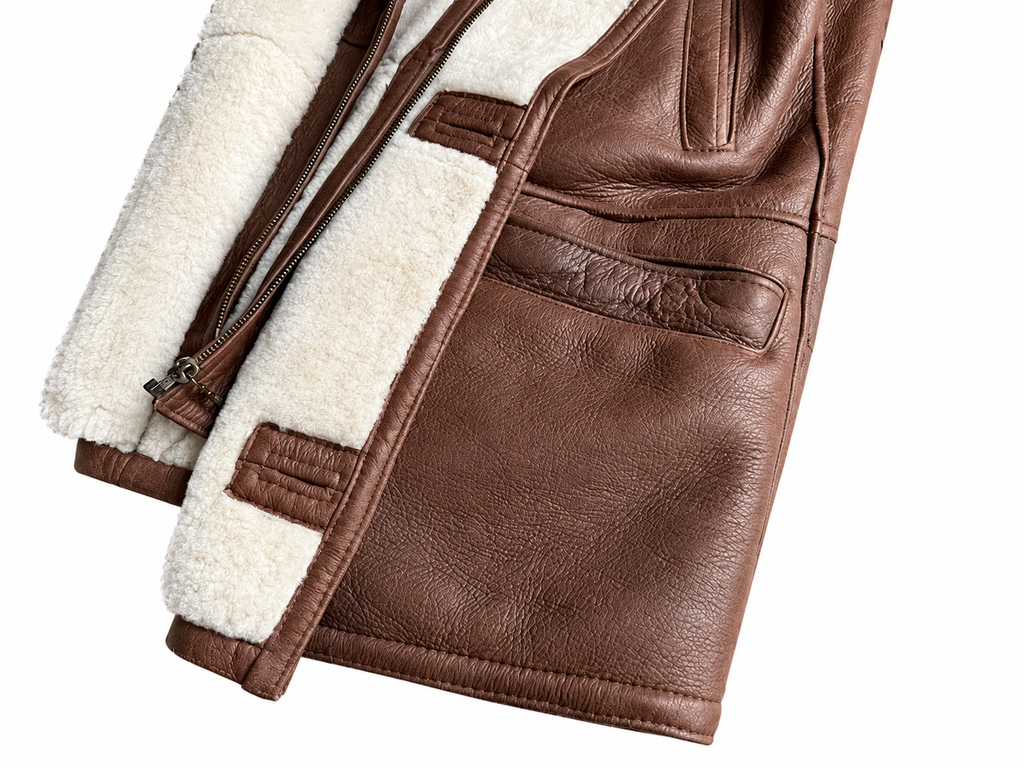 Echtleder-Lammfellmantel Braun – Herren L