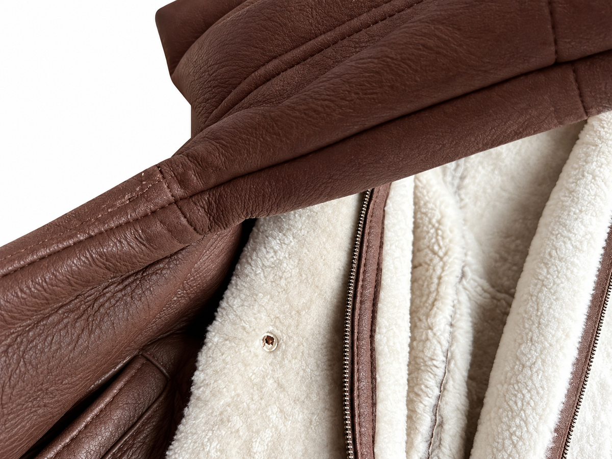 Echtleder-Lammfellmantel Braun – Herren L