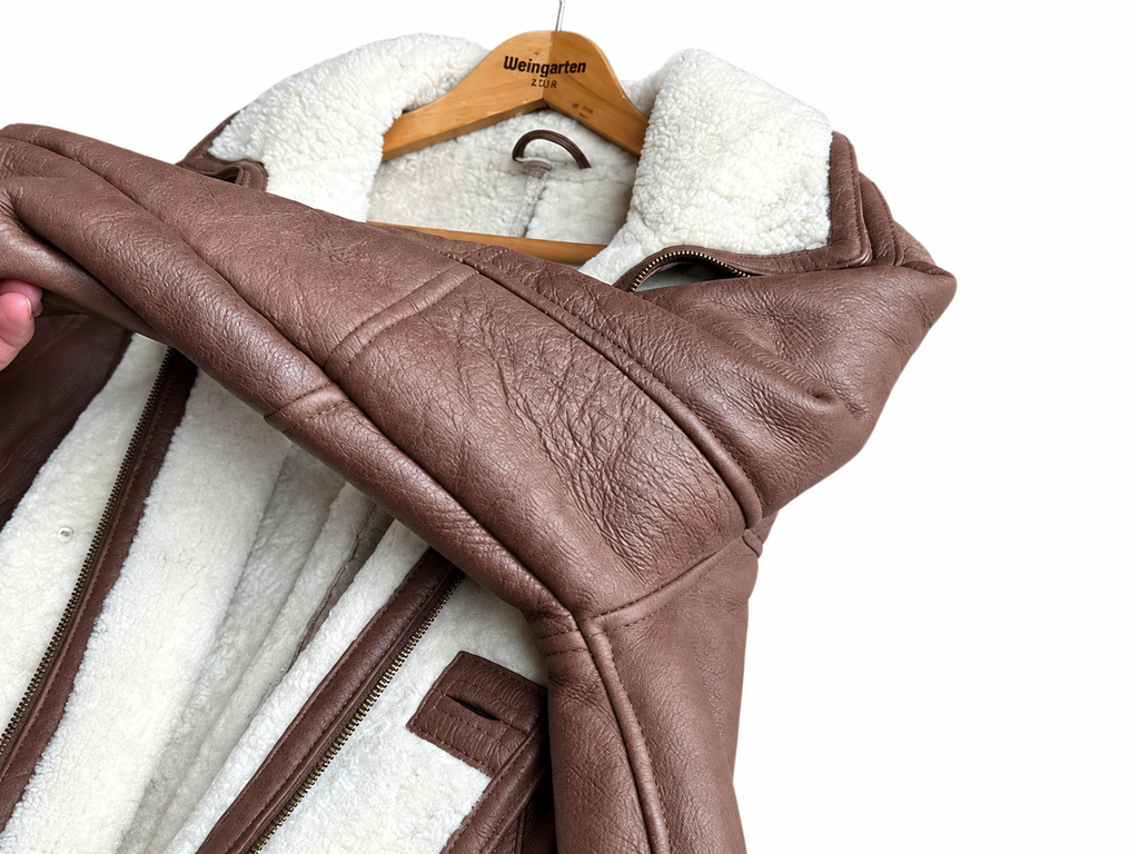 Echtleder-Lammfellmantel Braun – Herren L