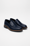 Herren Penny Loafer – Dunkelblau | Echtes Leder | Handgefertigt in Italien