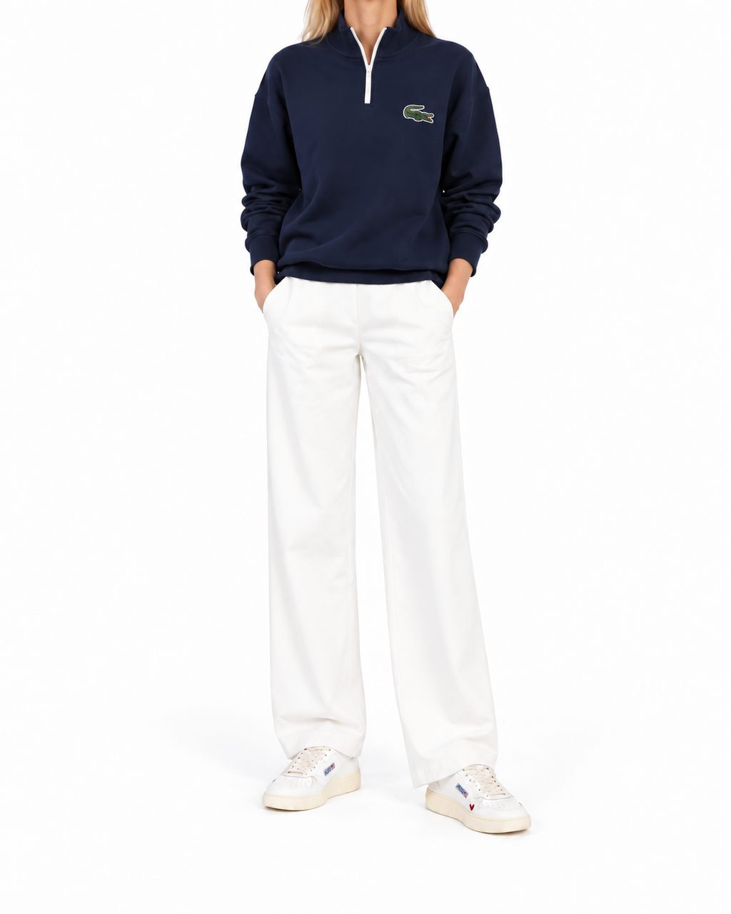 Lacoste Quarter-Zip Sweatshirt Navy – Unisex