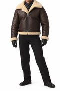 Aviator Pilotenjacke aus Lammfell – Braun, XL