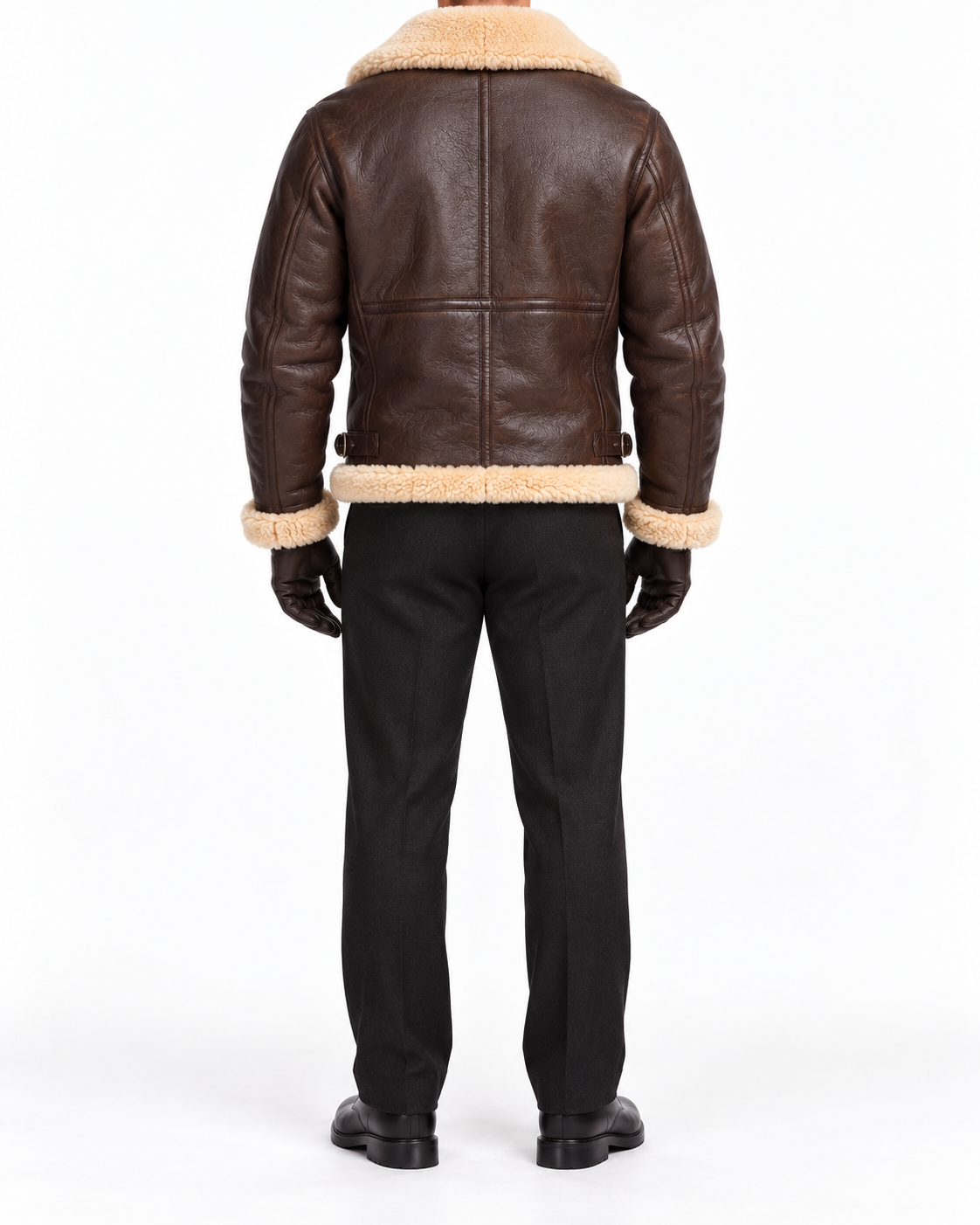 Aviator Pilotenjacke aus Lammfell – Braun, XL