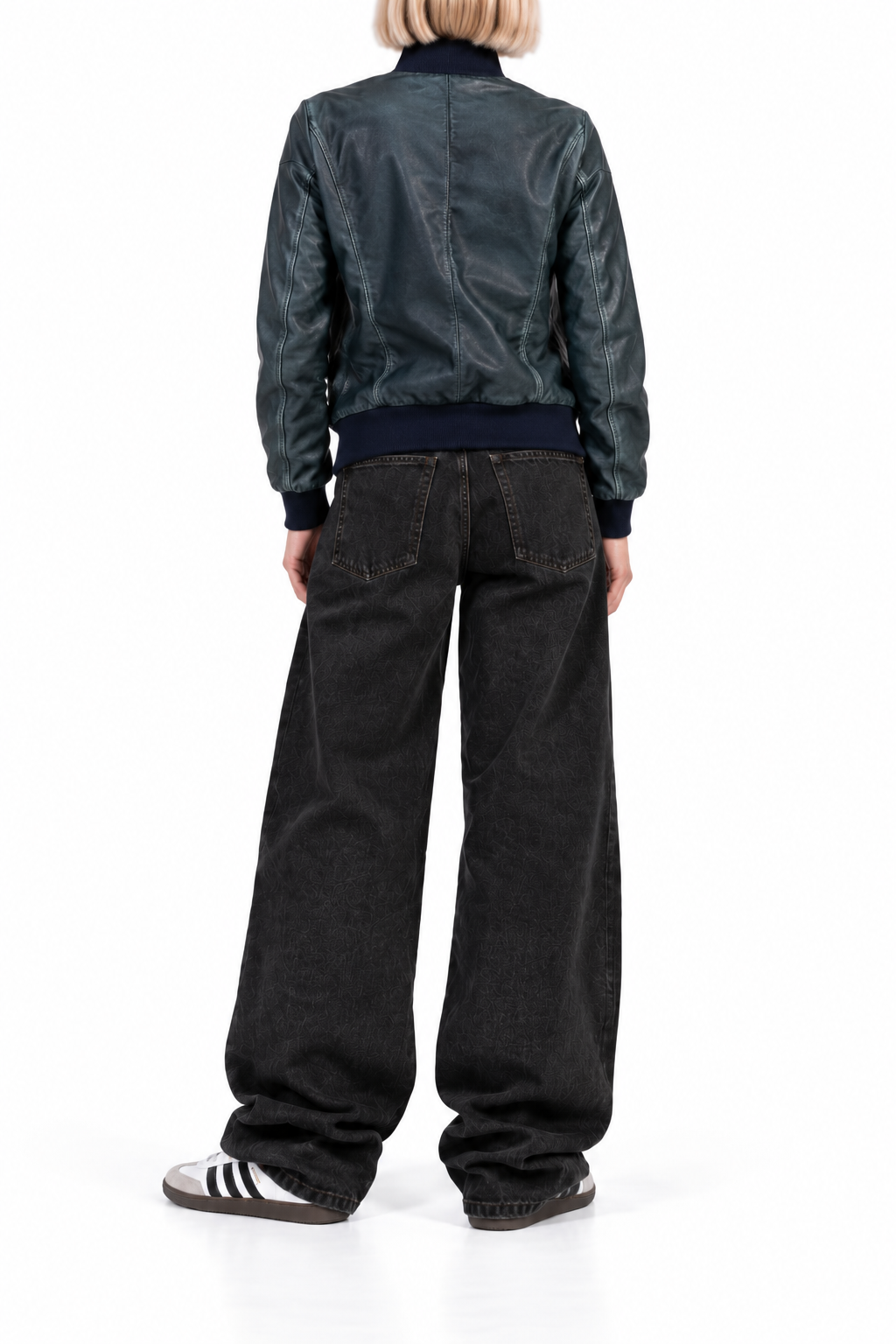 Echtleder-Bomberjacke – Blau, Damen M