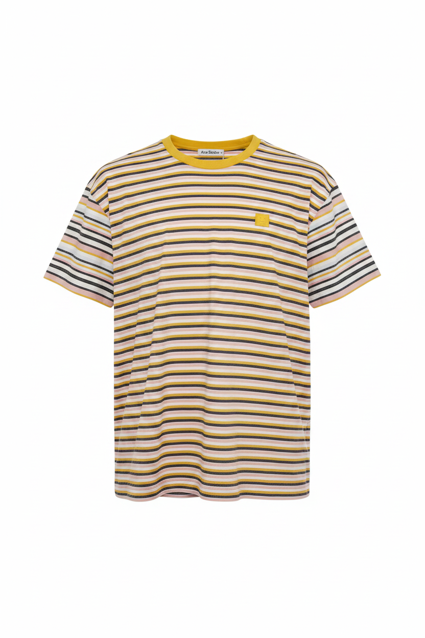 Acne Studios Multicolour Striped Face Logo T-Shirt – Vorderseite