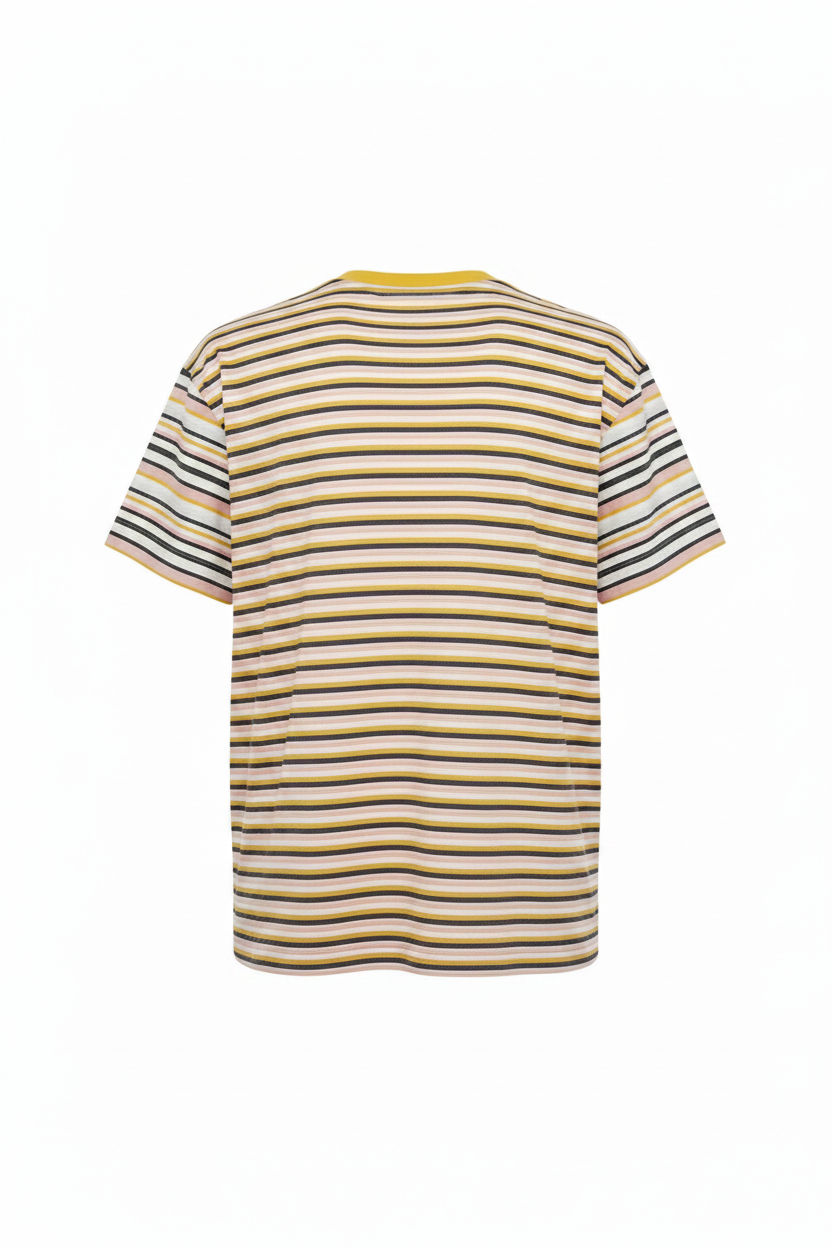 Acne Studios Multicolour Striped Face Logo T-Shirt – Rückseite